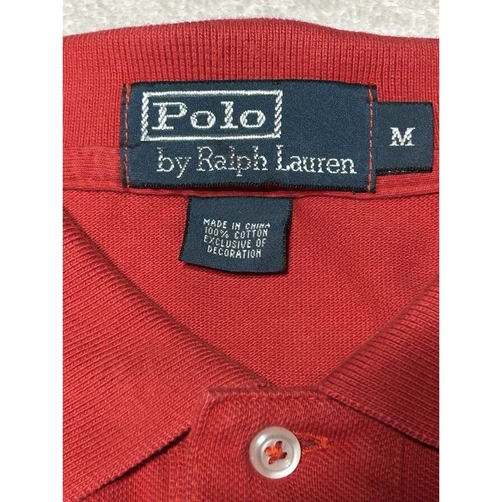 Polo Ralph Lauren Polo Shirt Men's M Red Short Sleeve Cotton Pony Logo FLAWED